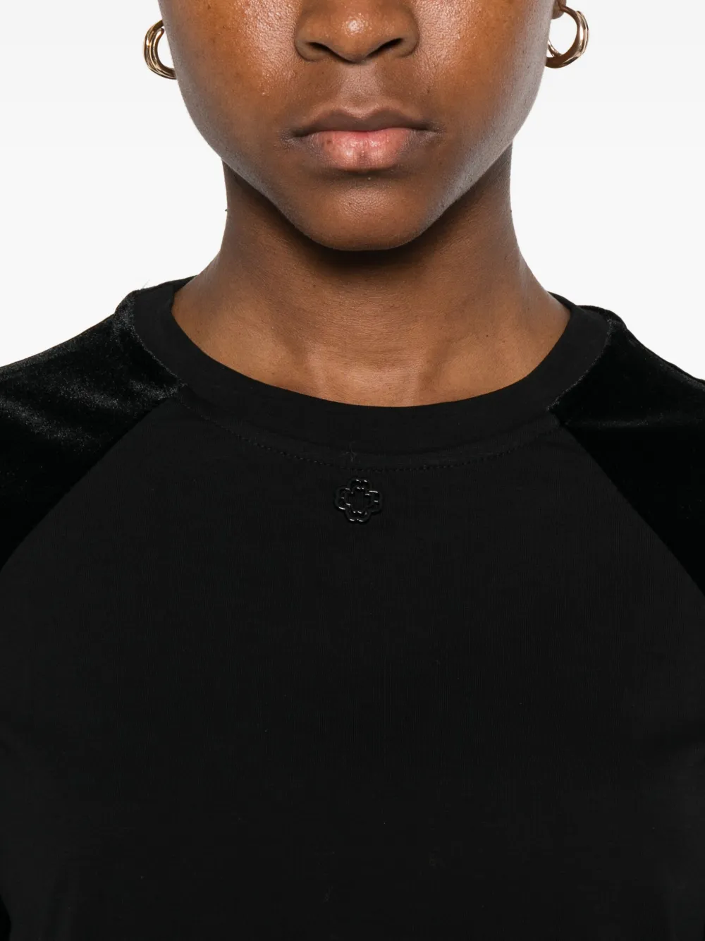 Maje T-shirt met fluwelen vlak Groen