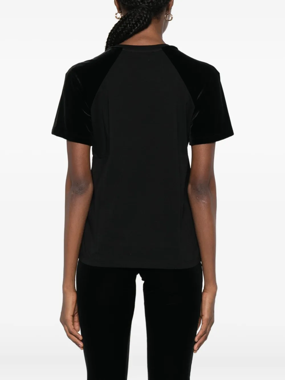 Maje T-shirt met fluwelen vlak Groen