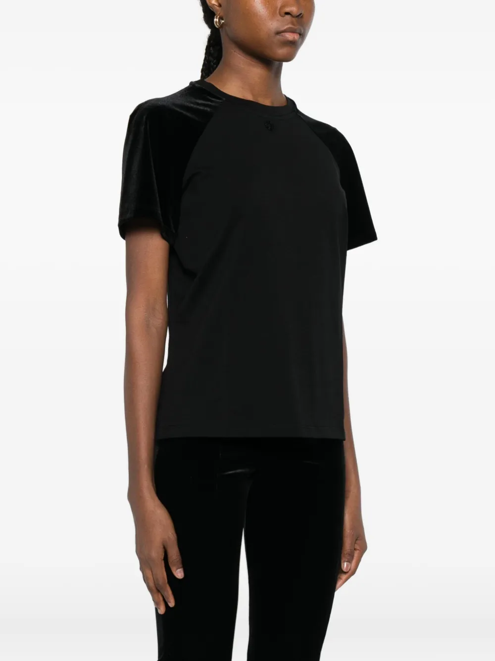 Maje T-shirt met fluwelen vlak Groen