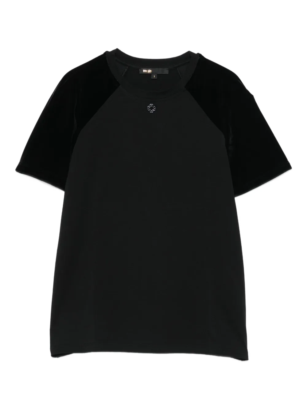 Maje playera con panel de terciopelo | verde | Image 1