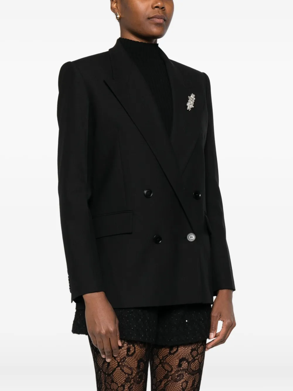 Maje Vayra blazer met dubbele rij knopen en kristallen Zwart