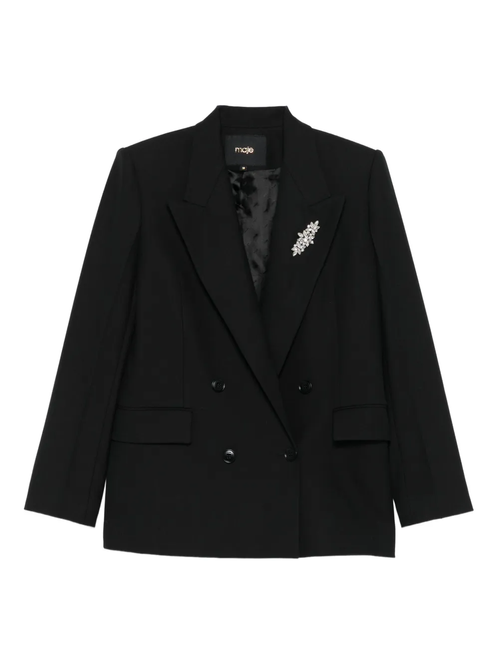 Maje Vayra crystal-embellished double-breasted blazer | Black | Image 1