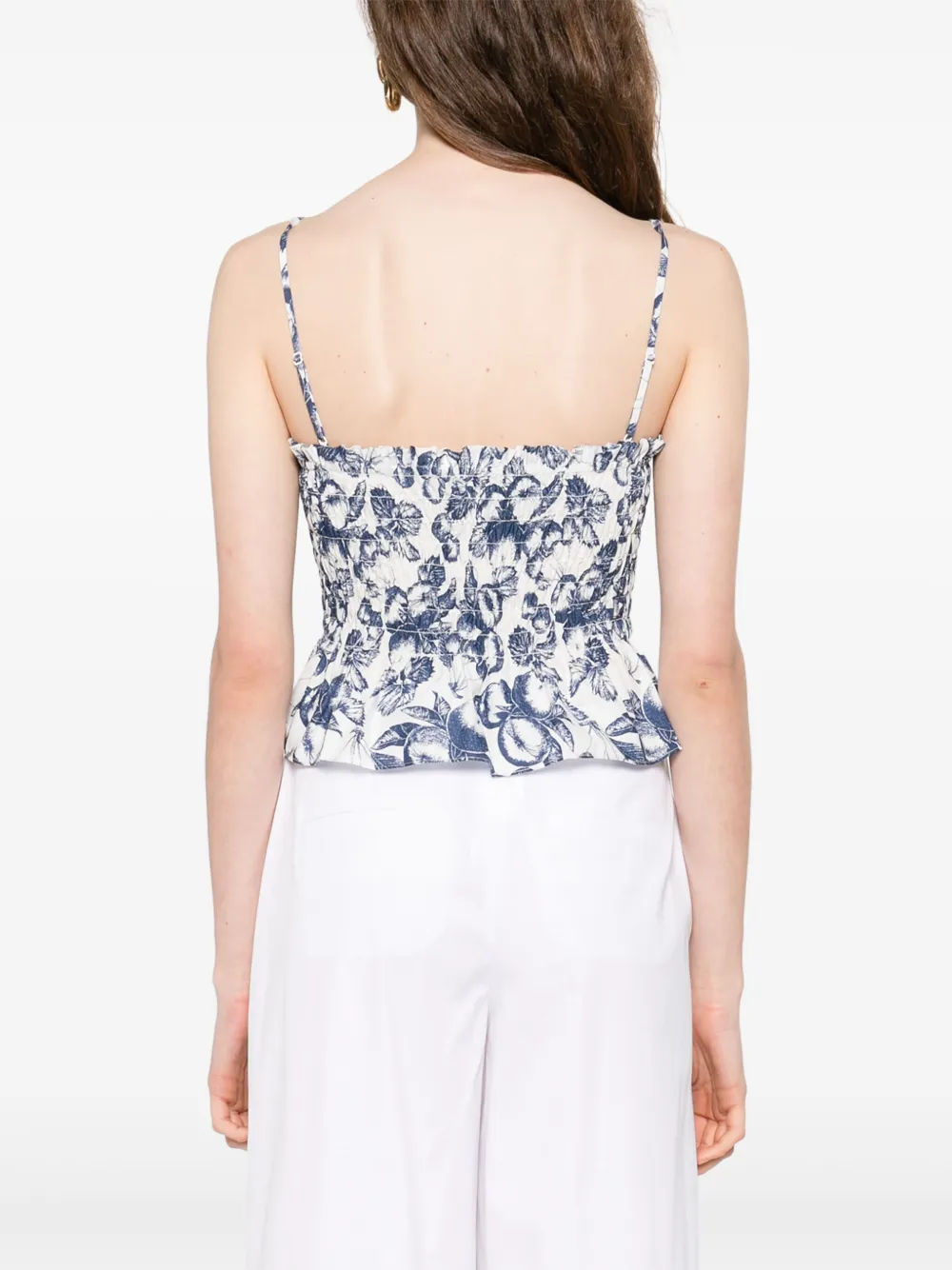 Maje Gesmockte tanktop met grafische print Wit