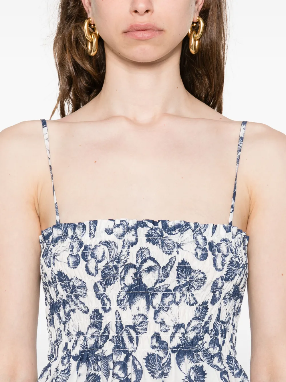 Maje Gesmockte tanktop met grafische print Wit