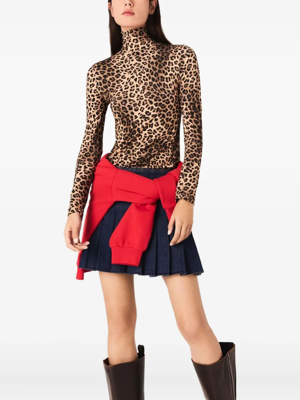 Maje T-shirt met ruches afwerking Bruin