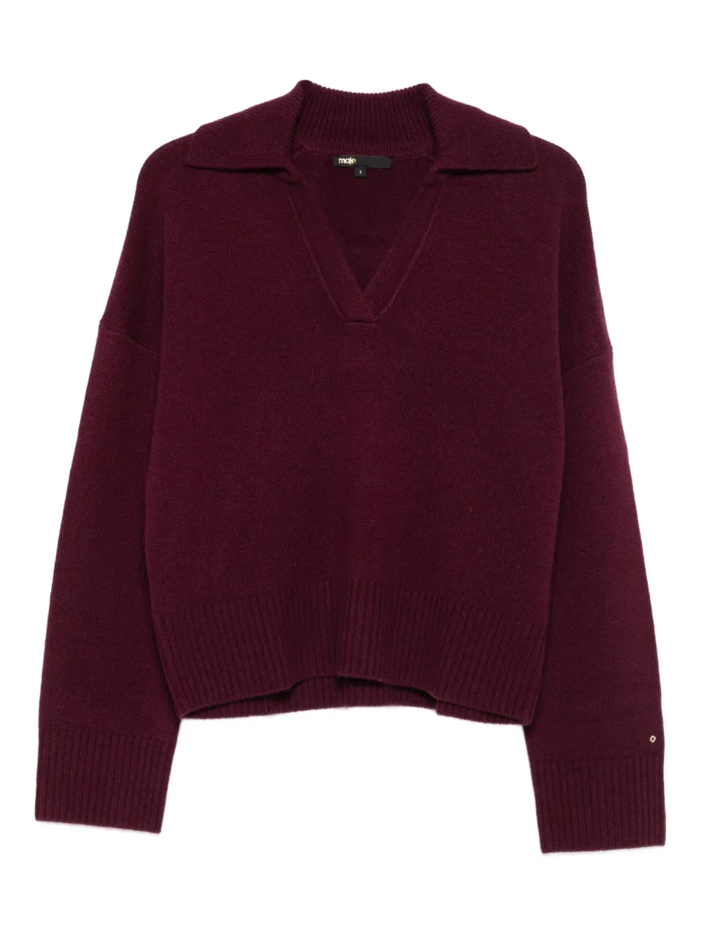 Maje suéter con cuello en V | rojo | Image 1