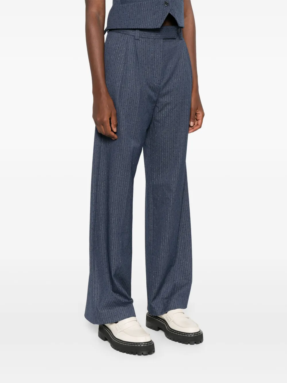 Maje Pantalon met krijtstreep Blauw