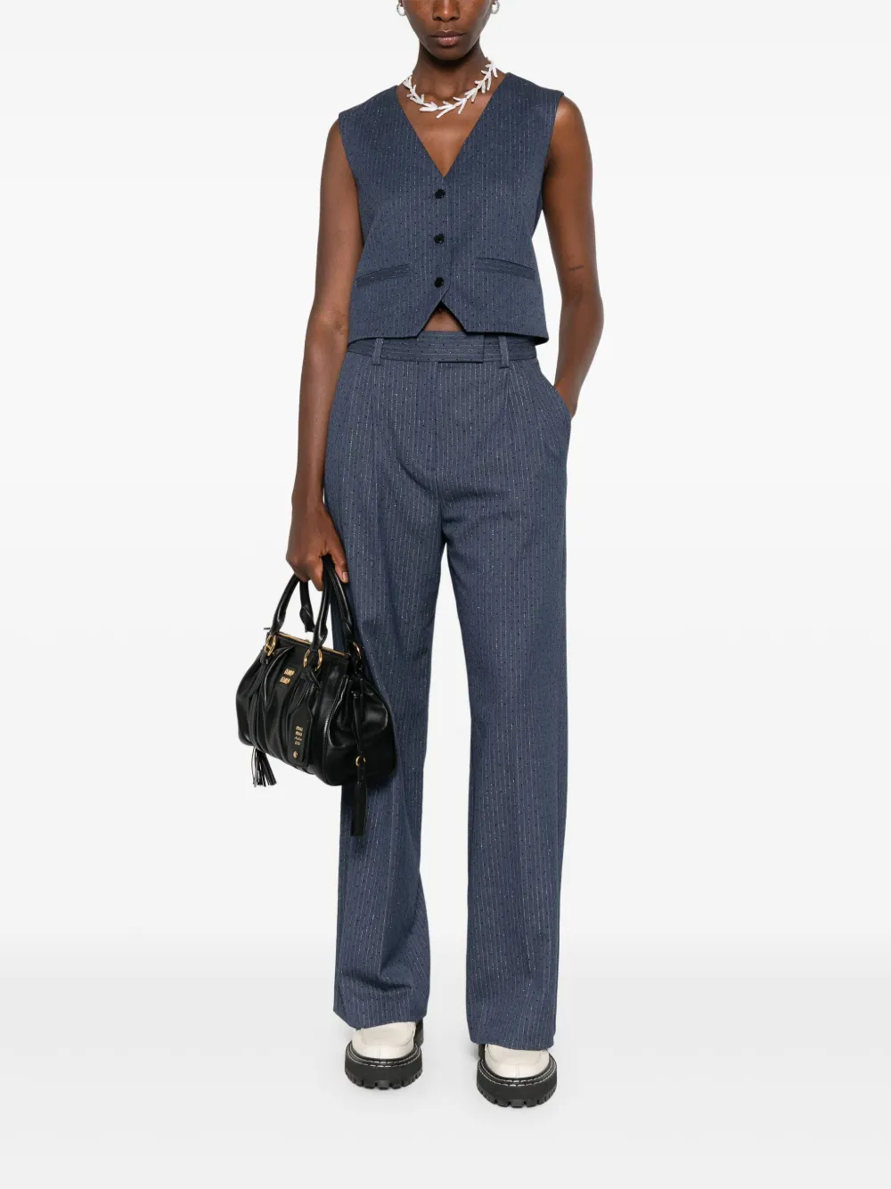 Maje Pantalon met krijtstreep Blauw
