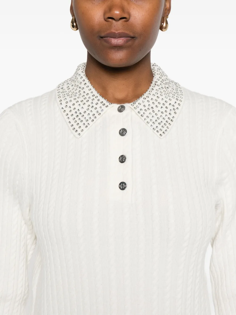 Maje Polotop met verfraaide kraag Wit