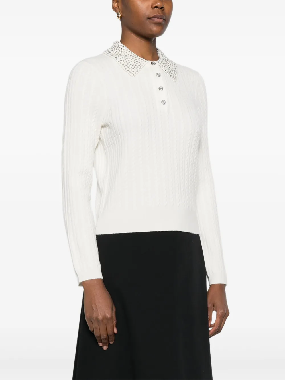 Maje Polotop met verfraaide kraag Wit