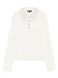 Maje embellished-collar polo top - White