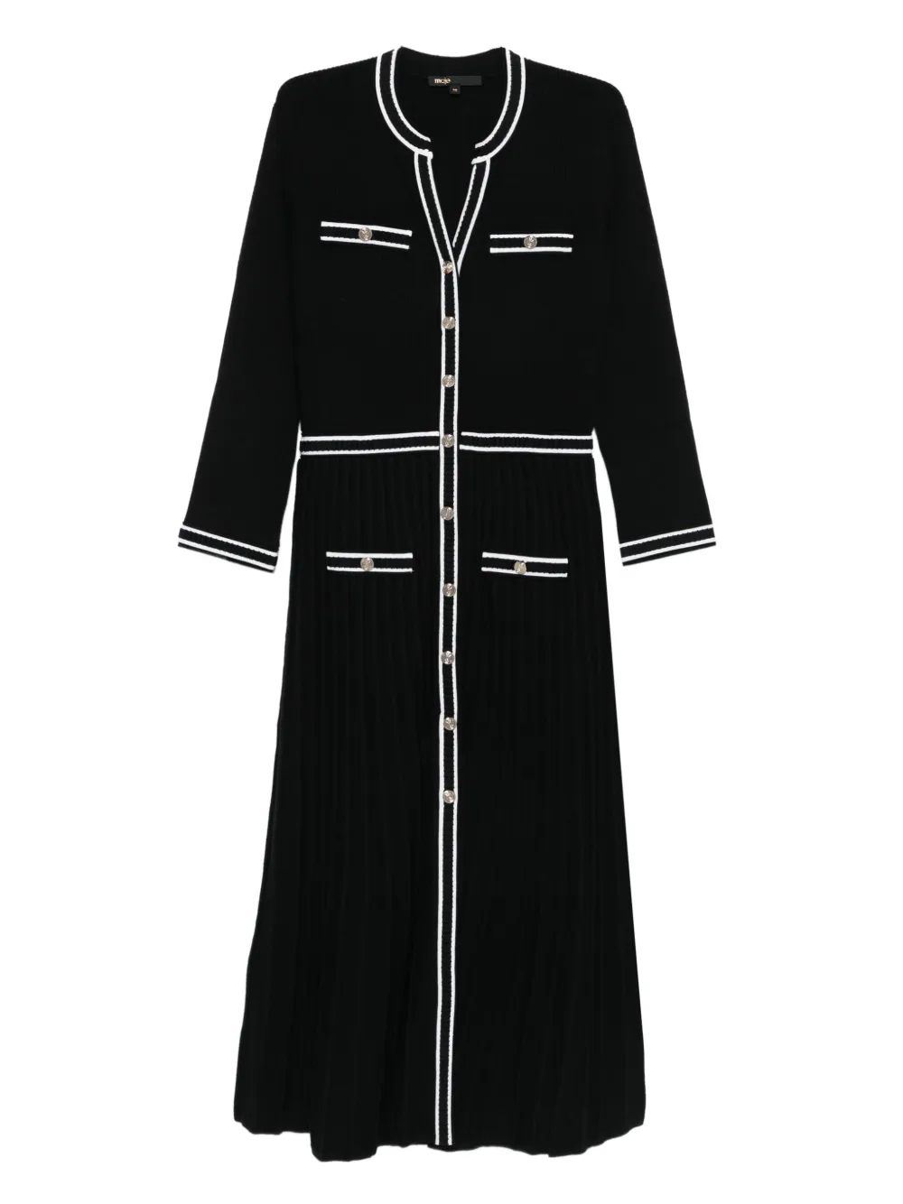 Maje pleated button-front knit dress | Black | Image 1