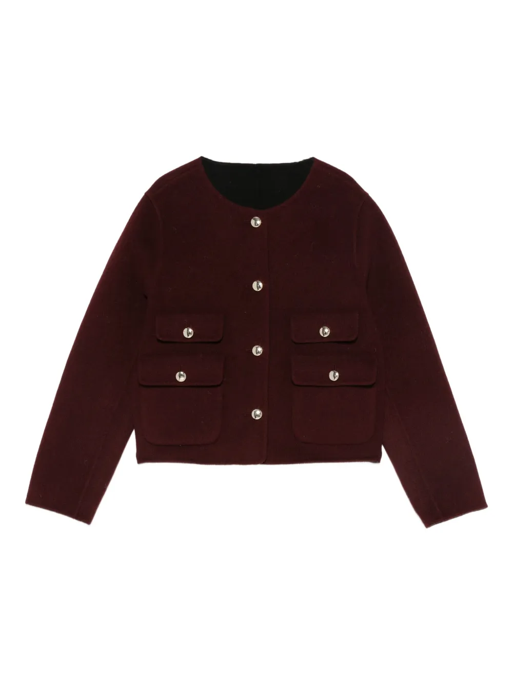 Maje button-fastening flap-pockets cropped jacket | Red | Image 1