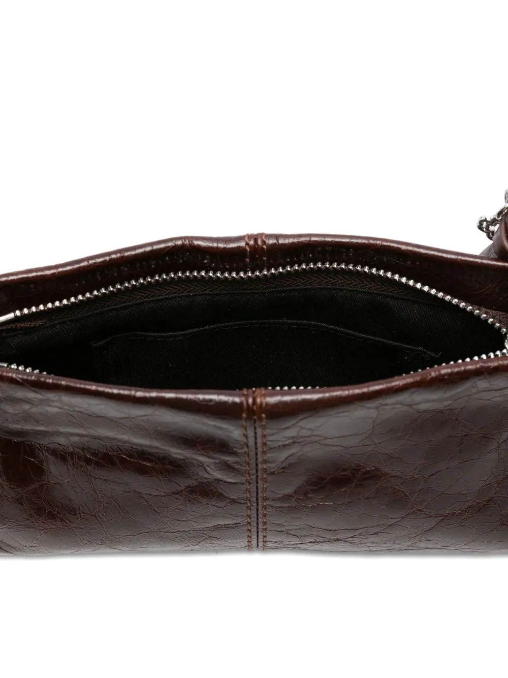 Maje Leren schoudertas met franje Bruin