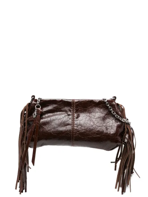 Maje bolso de hombro de piel con flecos