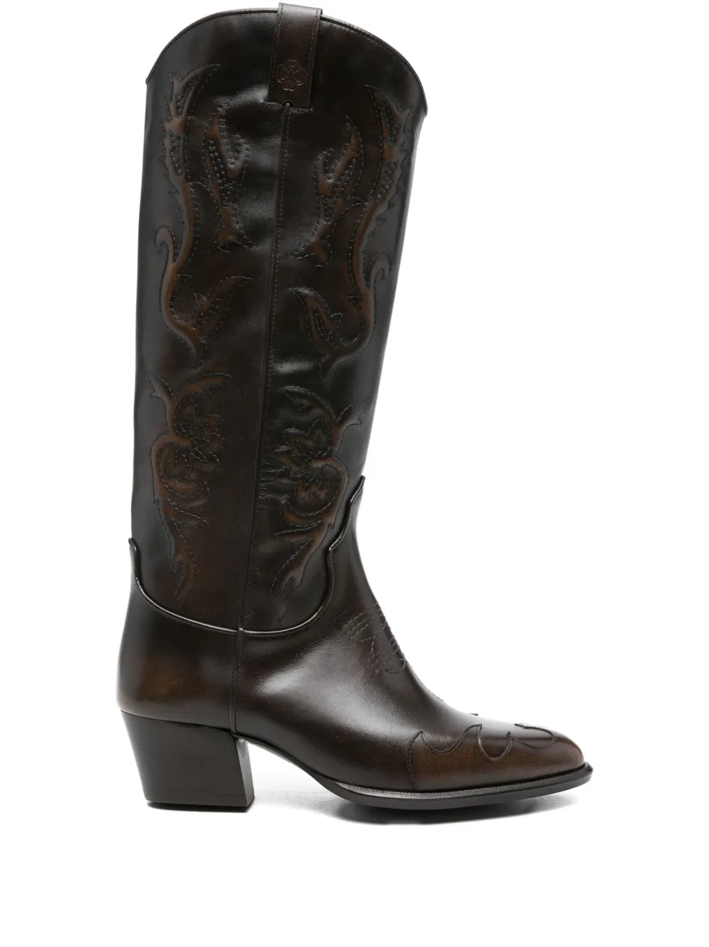 Maje 50mm floral-embroidered leather boots | Brown | Image 1