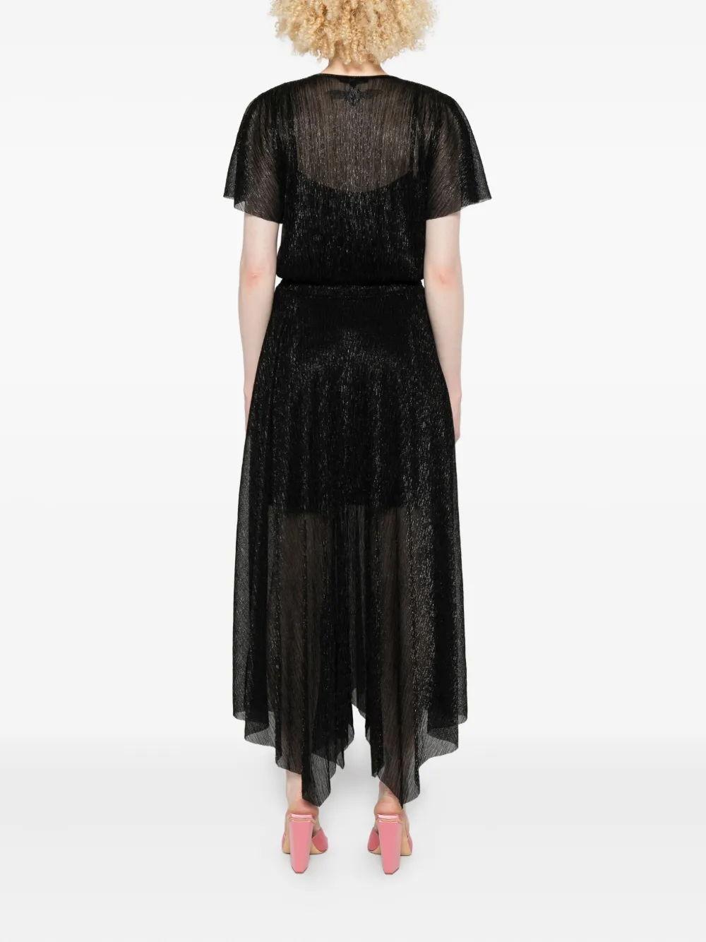 Maje Jurk met plooien en metallic-effect Zwart
