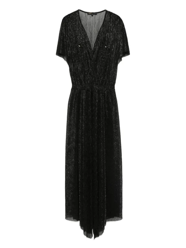 Maje metallic-effect Pleated Party Dress | Black | FARFETCH GE