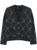 Maje diamond-pattern studded cardigan - Grey