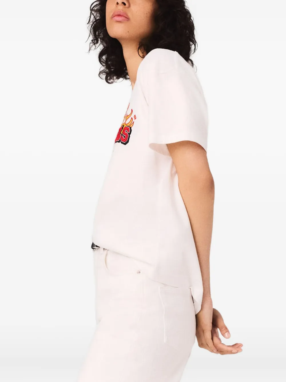 Maje T-shirt met vlammenprint Wit