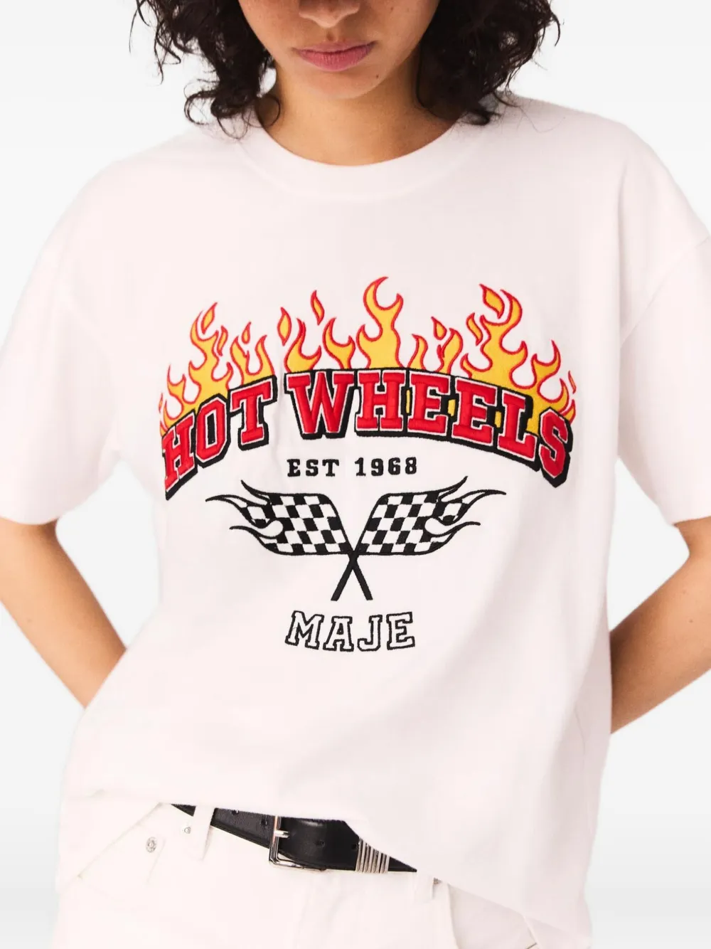 Maje T-shirt met vlammenprint Wit