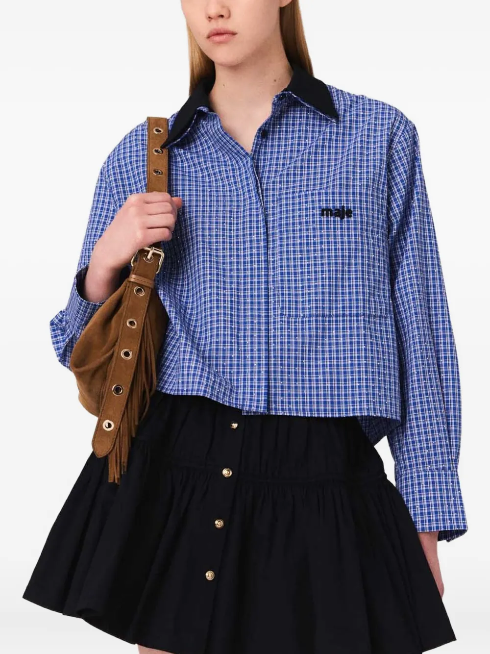 Maje Blouse verfraaid met stras Blauw