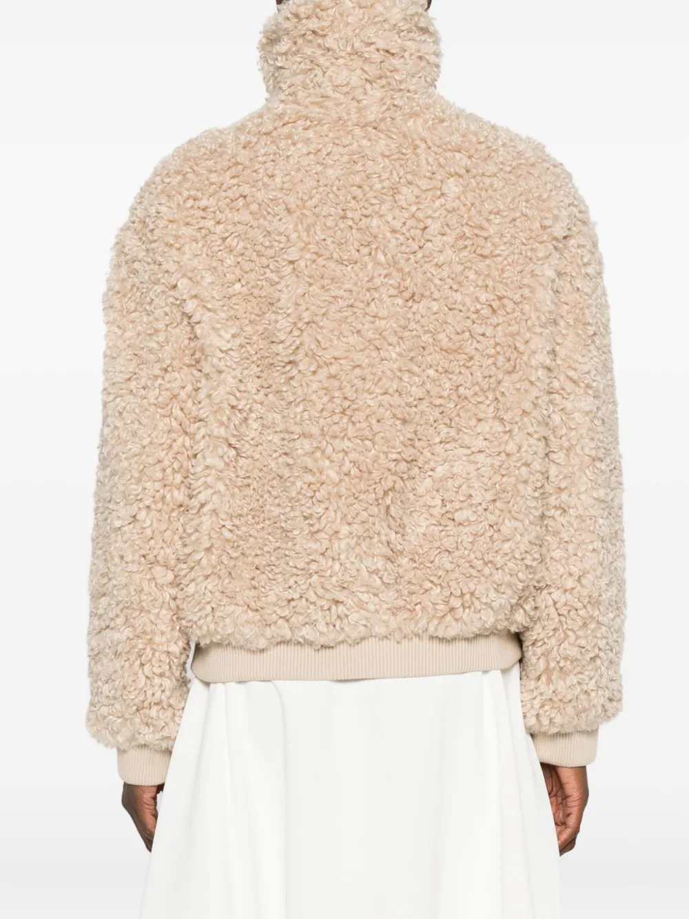 Maje Jack van imitatiebont met rits en teddy-effect Beige