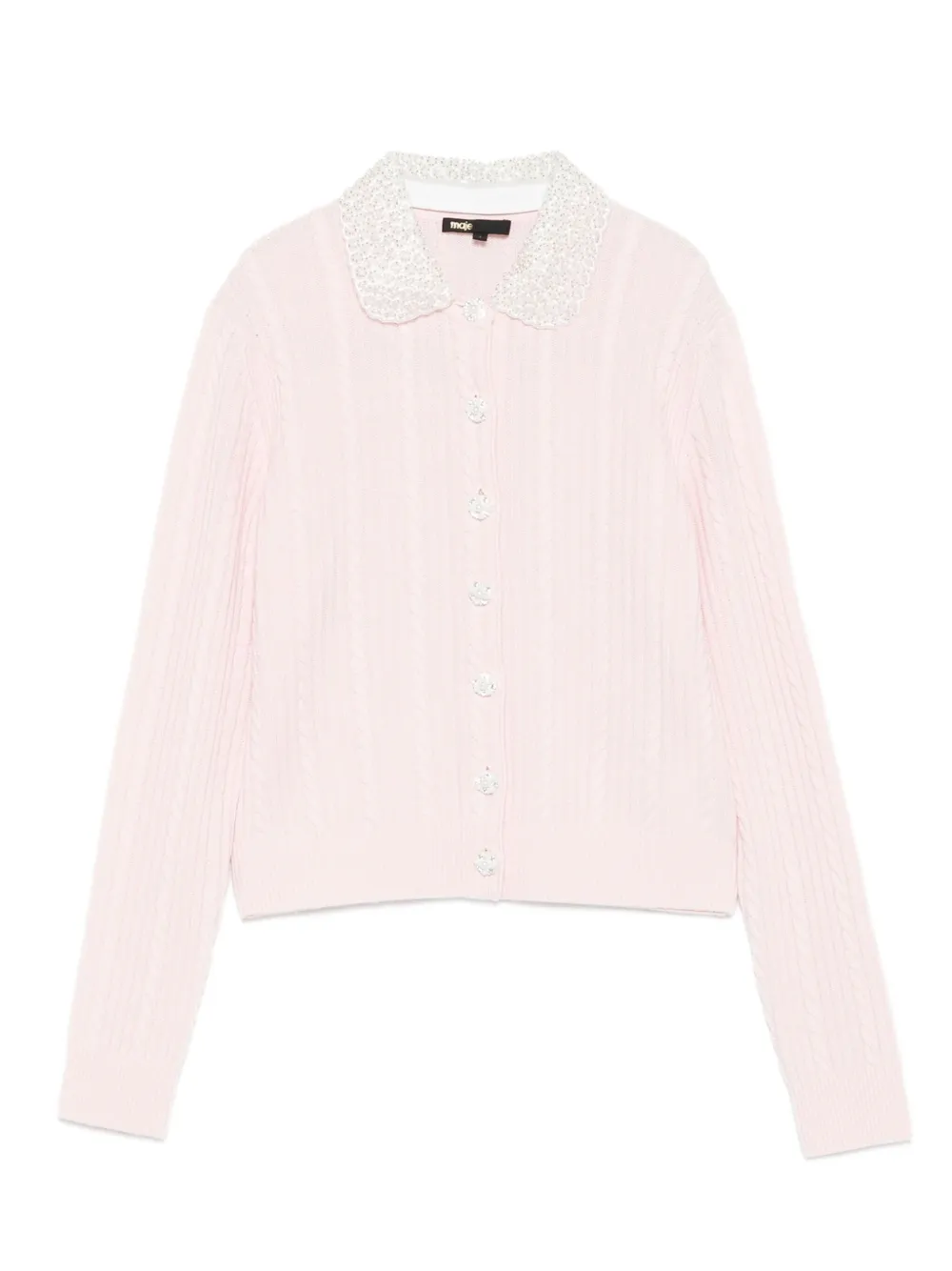 Maje detachable-collar cable-knit cardigan - Pink