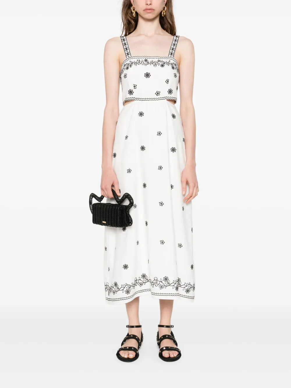 Maje robe longue brodée à découpes | Robes de jour | Image 2