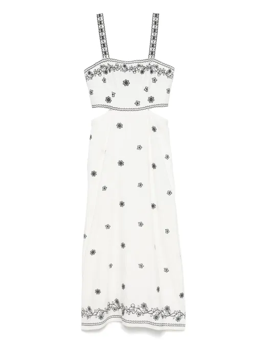 Robe longue brodée à découpes - Maje - Modalova