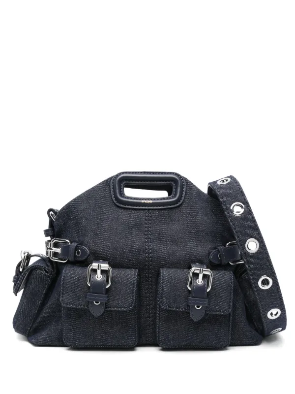Maje Miss M Denim Shoulder Bag Blue FARFETCH ID