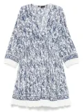 Maje floral-print pleated mini dress - Blue