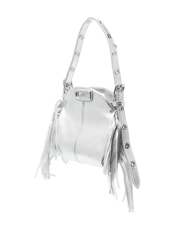 Maje Metallic Leather Miss M Micro Bag | Silver | FARFETCH