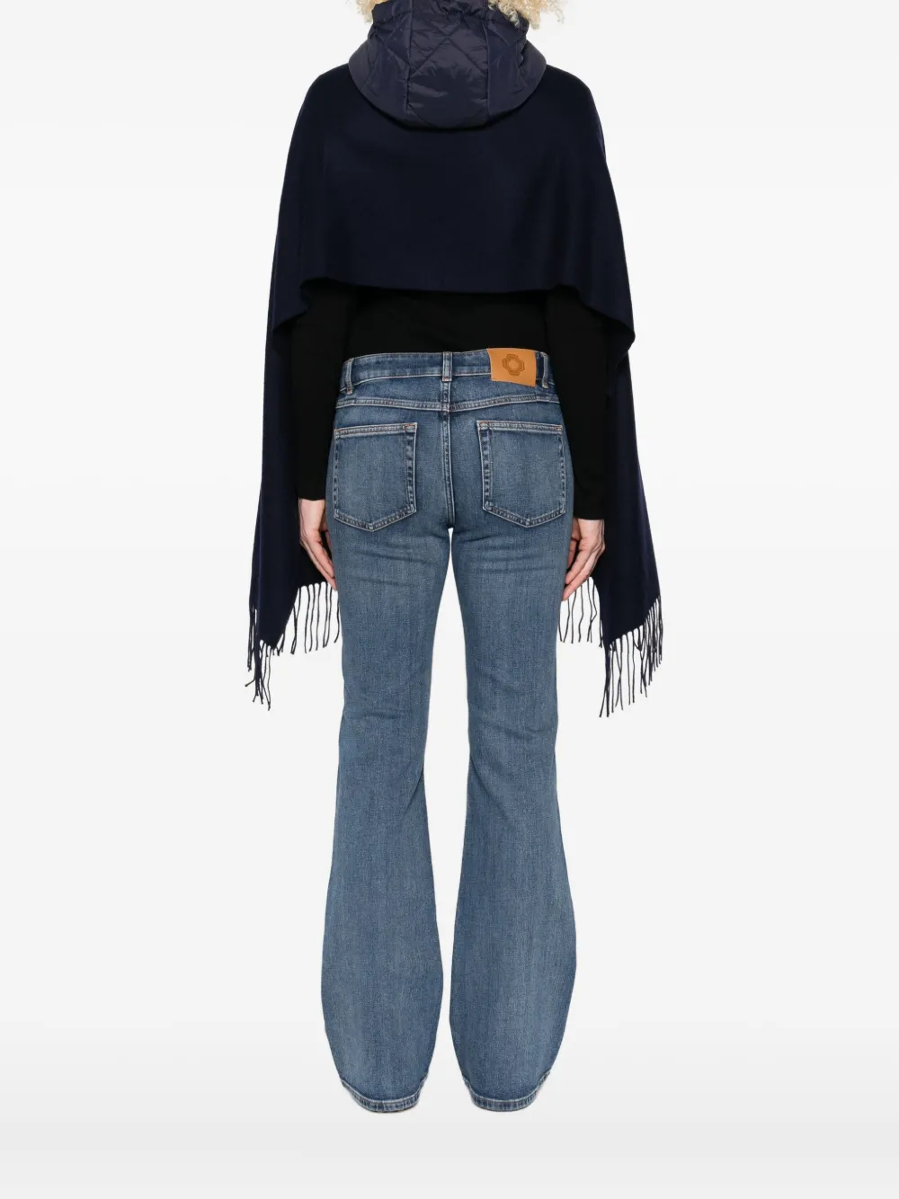 Maje Poncho met capuchon en gewatteerde zak Blauw