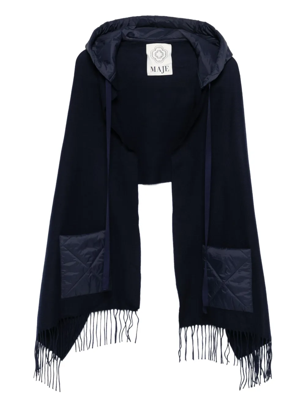 Maje poncho capitonado con capucha | azul | Image 1