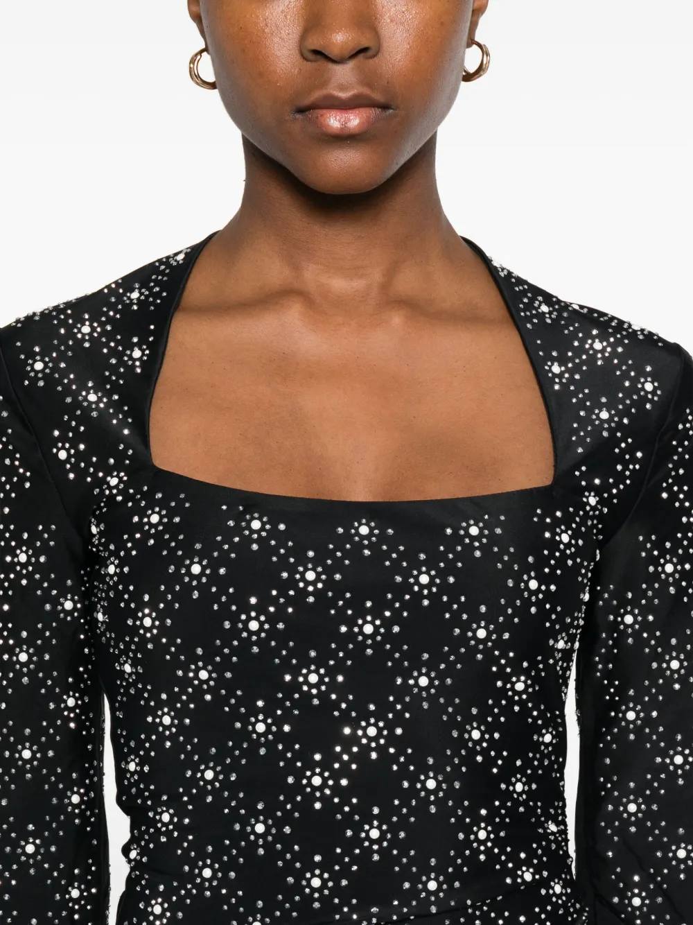 Maje Jurk met vierkante hals en patroon Zwart