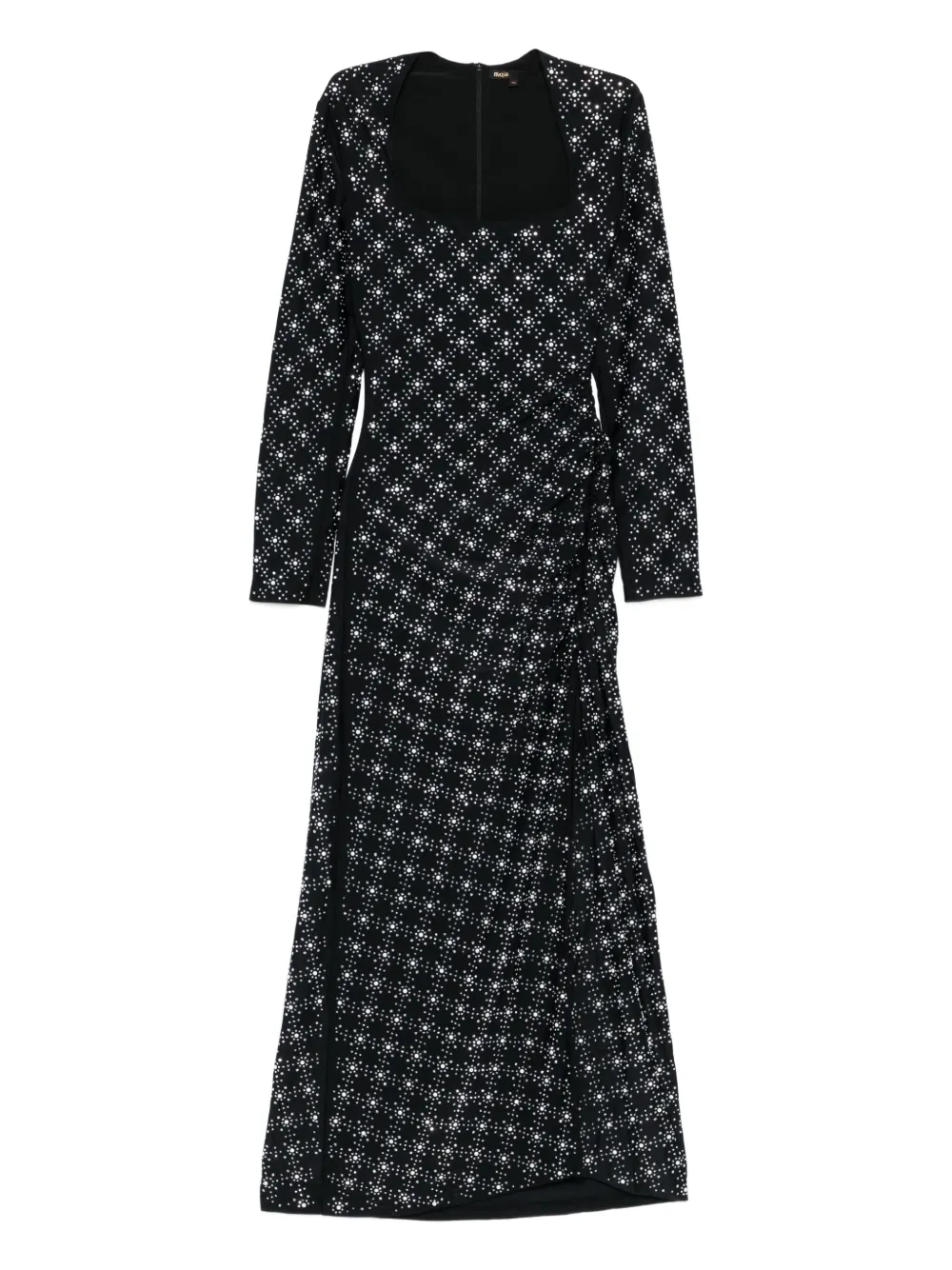 Maje square-neck patterned dress | Black | Image 1