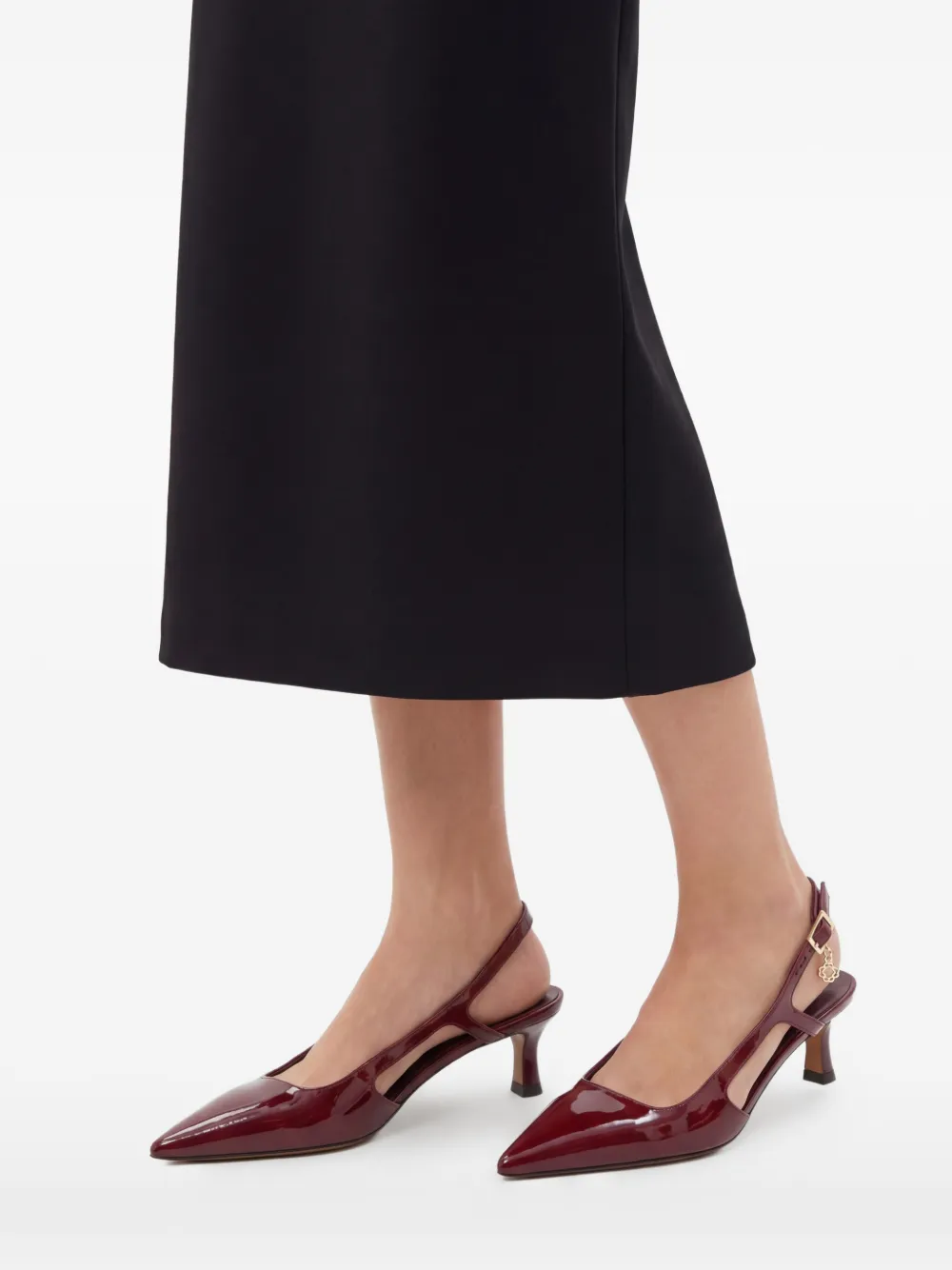 Maje 60 mm lakleren slingback pumps Rood