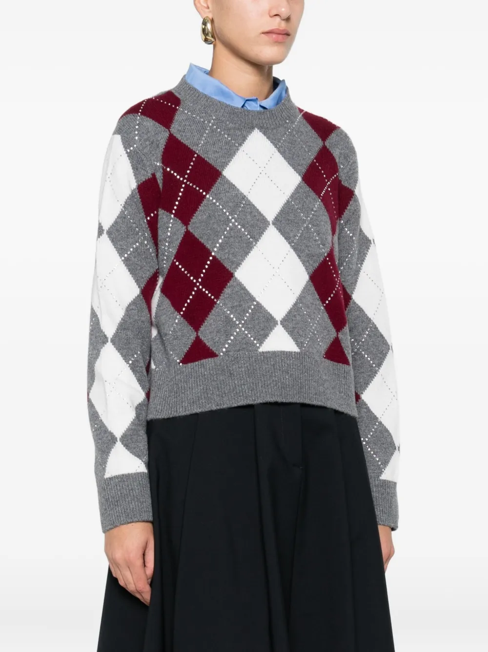 Maje Trui met argyle print Grijs