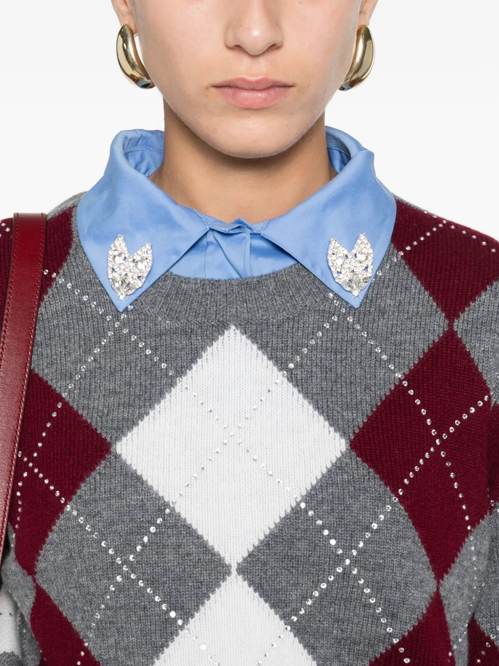 Maje Trui met argyle print Grijs