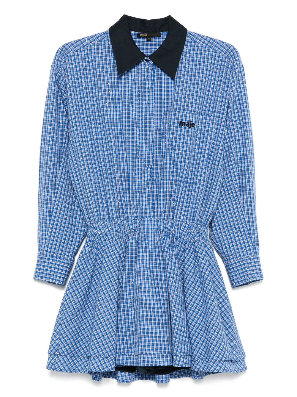 Maje Geruite mini-jurk verfraaid met stras Blauw