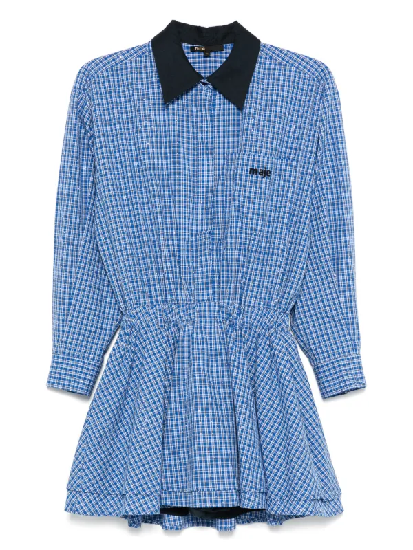 MAJE ◆ ミニワンピース・ドレス Maje ラインストーン チェック ミニドレス | ブルー | FARFETCH JP