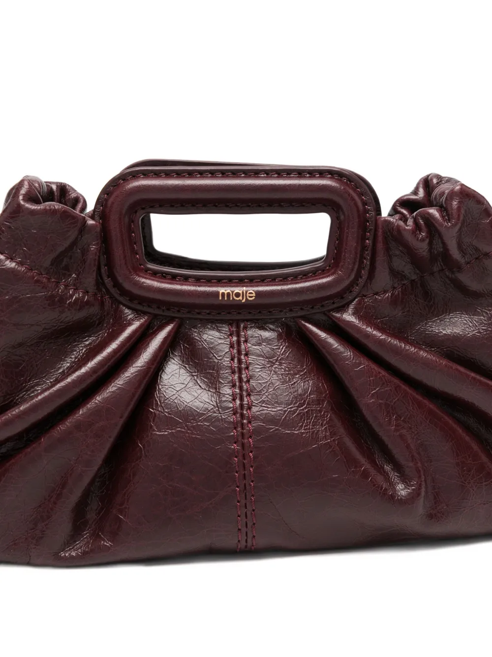 Maje Kleine leren tas met gebarsten effect Rood