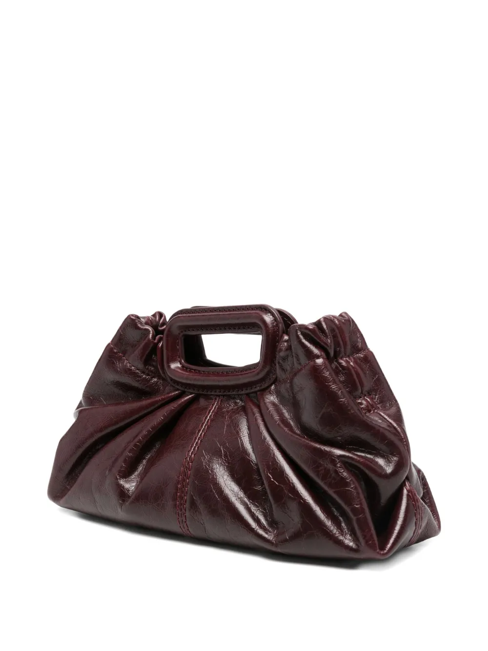 Maje Kleine leren tas met gebarsten effect Rood