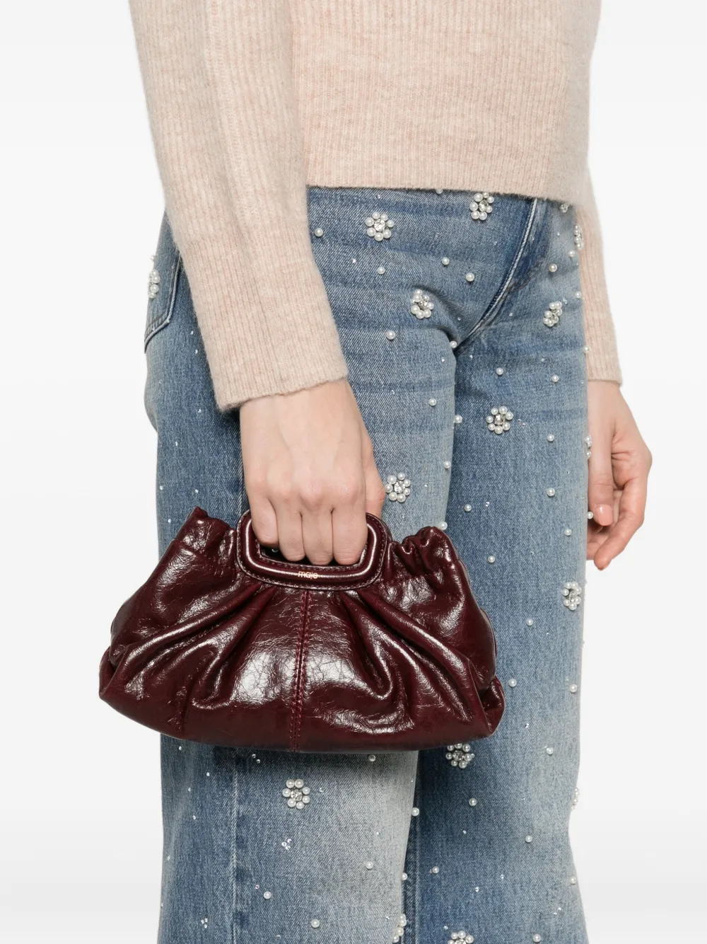 Maje Borsa mini in pelle con effetto craquelé | Image 2