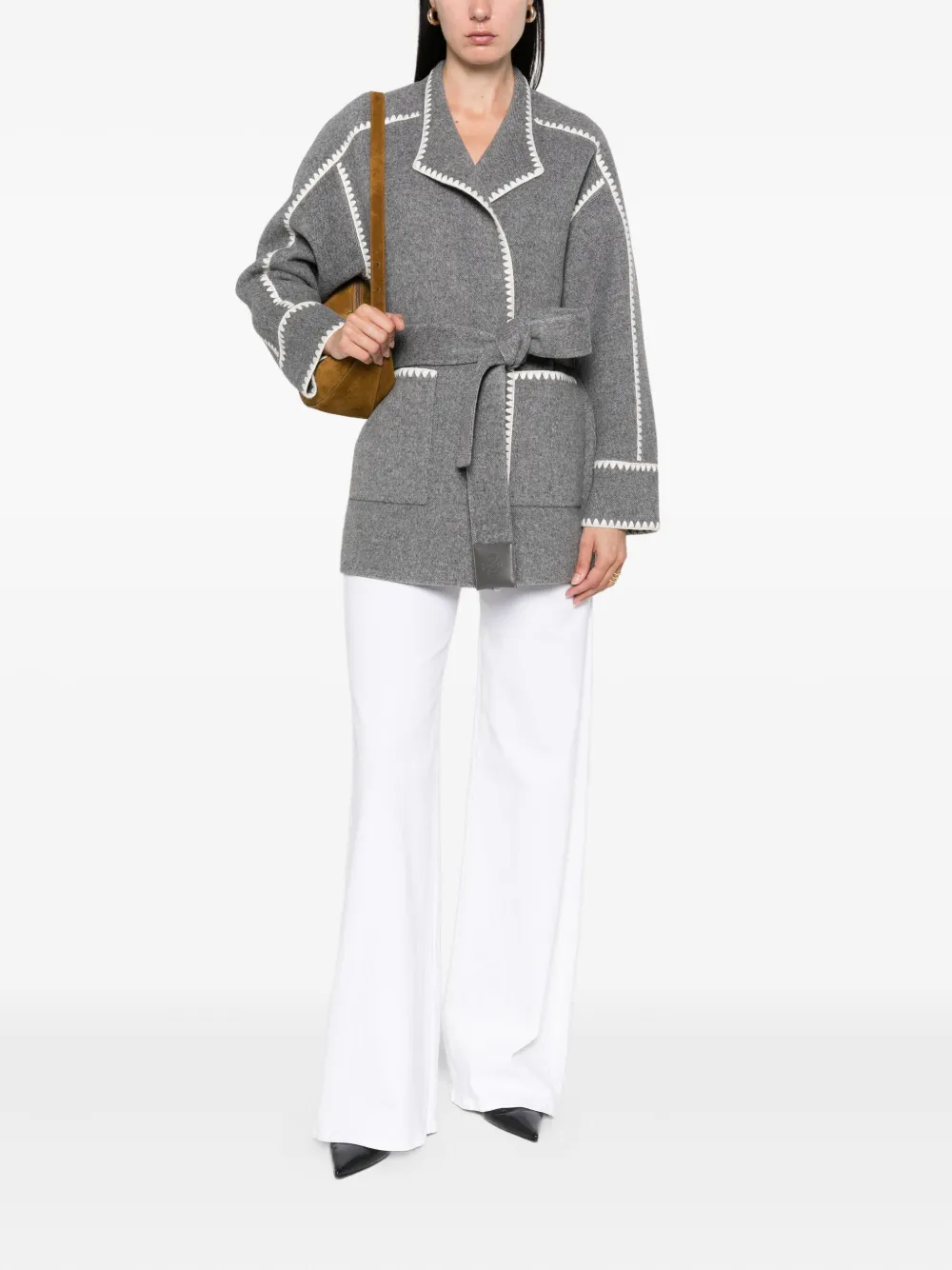 Maje Double-breasted Wool Coat In Multi