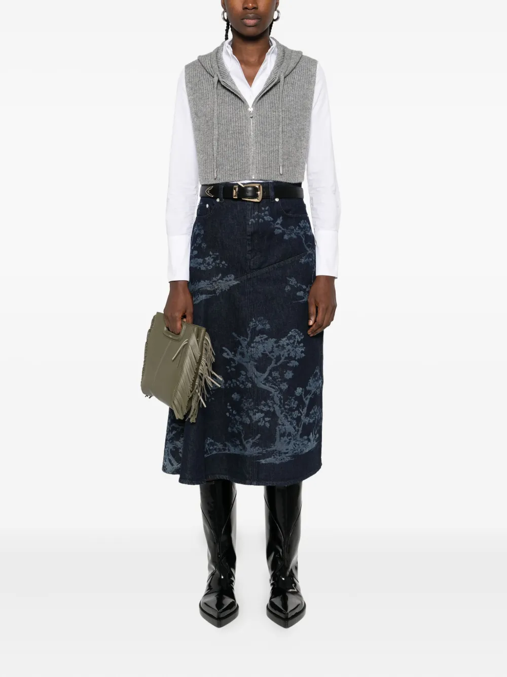 Maje Gebreide hoodie met rits - Grijs