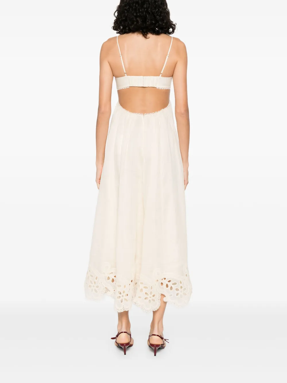 ZIMMERMANN Jurk met geborduurde bloemen Beige