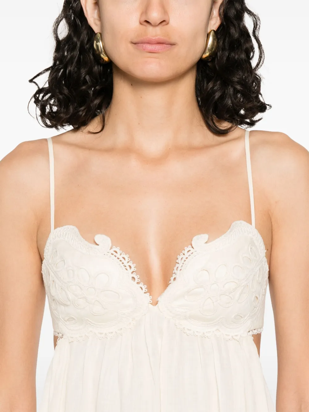 ZIMMERMANN Jurk met geborduurde bloemen Beige