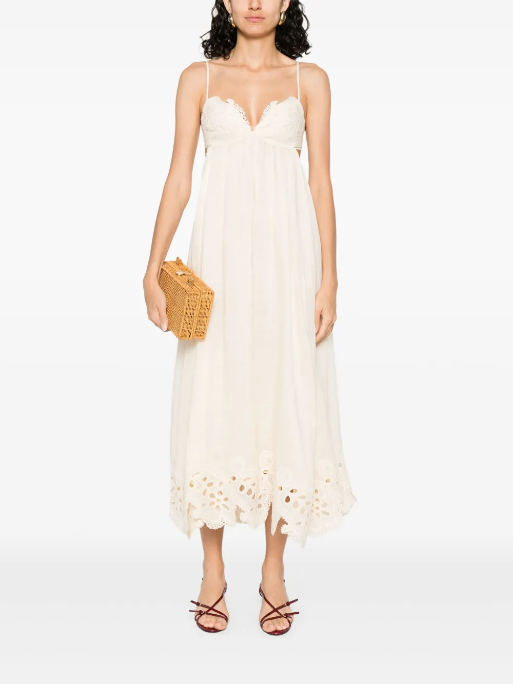 ZIMMERMANN Jurk met geborduurde bloemen - Beige